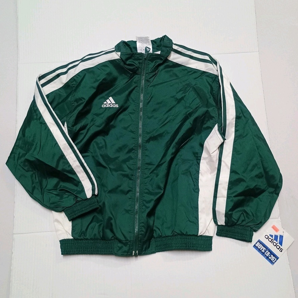 Vtg Y2k 1998 Green Kids Adidas Windbreaker Jacket 10/12 Medium Nwt
